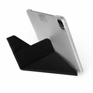 iPad Pro 2022/2021 12.9吋 Amos 相機快取多角度折疊布紋皮套 (石墨黑)