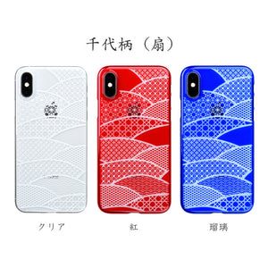 iPhone Xs Air Jacket Kiriko 江戶切子-千代柄 扇(紅)